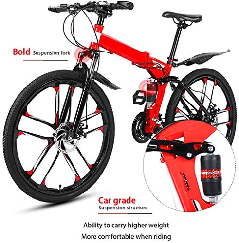 Vélo électrique électrique VTT Mens Mountain Bike 26 pouces pliant Vélo de montagne, 27 vitesses Vélo plein Suspension VTT Vélos de sport masculin et féminin adulte Migration quotidienne Vélos Anti-Sl - Image 7