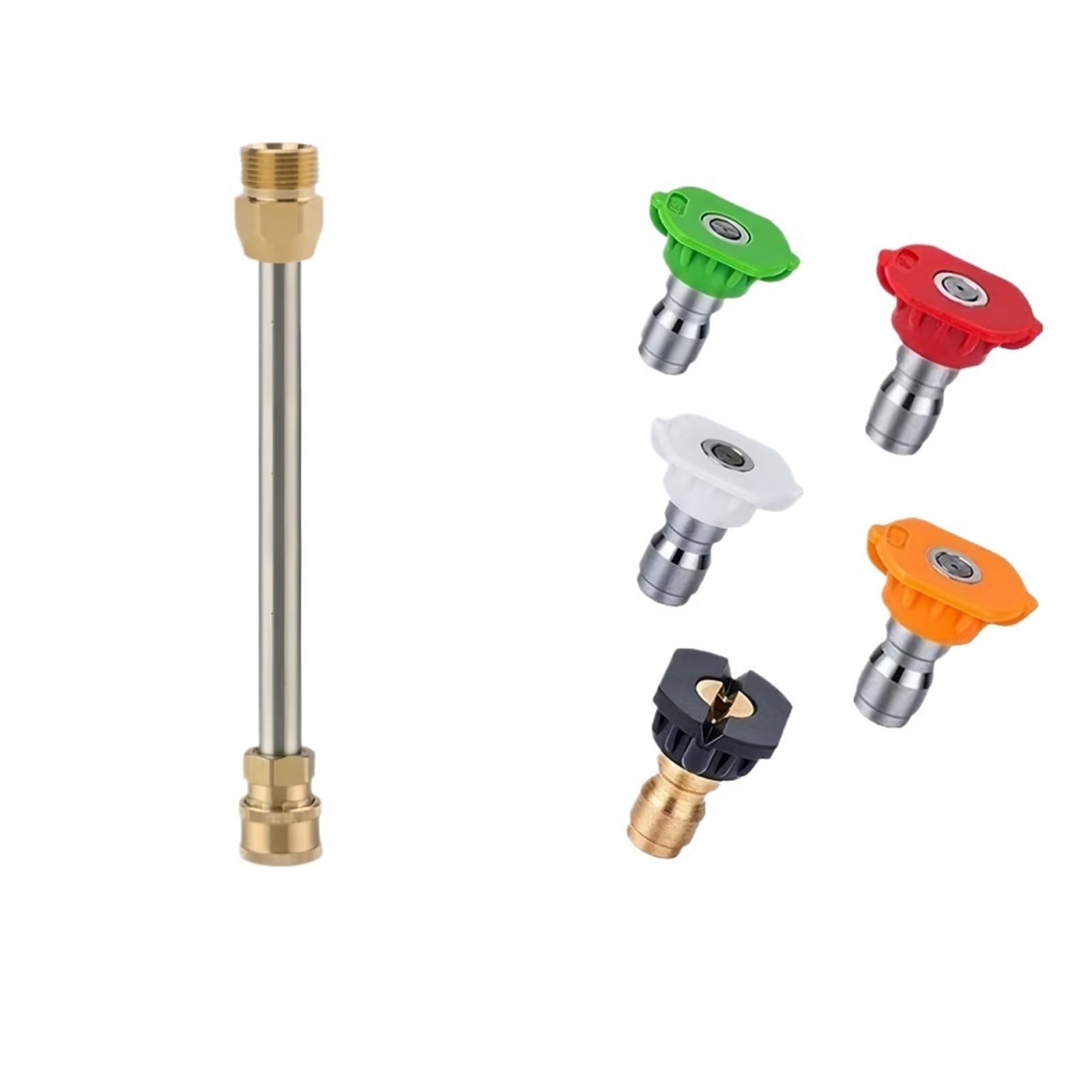 Varilla de Extensión para Hidrolimpiadora Lanza de extensión for hidrolavadora 10 a 50 cm con adaptadores Boquilla y Conector rápido 1/4"(Color 8,30cm)