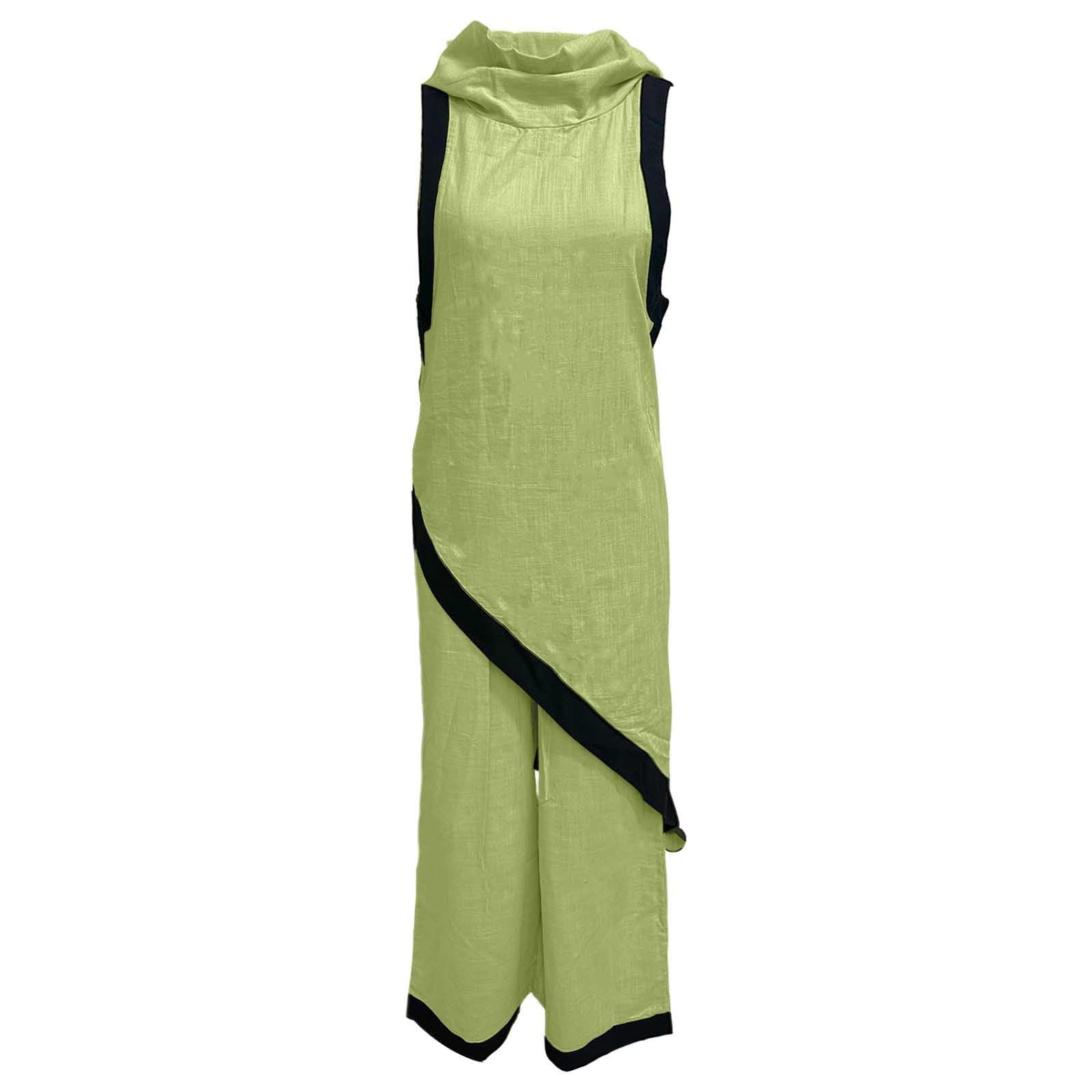 Completo Donna - Coordinato Donna Pantalone E Top Cerimonia Completo Elegante E Casual con con Cappuccio Asimmetrico E Pantaloni a Gamba Larga Alternativa alla Tuta Intera