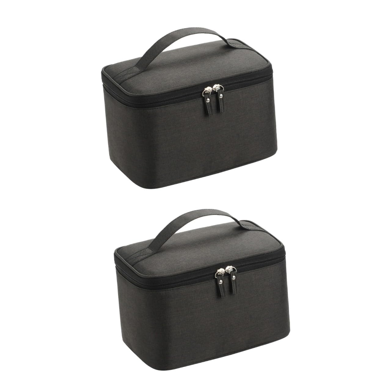 POPETPOP 2pezzi Borsa Cosmetica Compatta Per Viaggio Organizer Per Trucco e Necessità Da Bagno Portatile Materiale Elegante Per Attività All Aperto e Viaggi Colorazione Nera Satinata