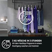 AEG WiFi Waschtrockner mit Wärmepumpe, 10 kg Waschen, 6 kg Trocknen, EEK B/A, Serie 9000 AbsoluteCare - Schonend Trocknen selbst Wolle & Seide, Dampf-Programm – Weniger Bügeln, 1600 U/min, LWR9W81600 – Ansicht 3