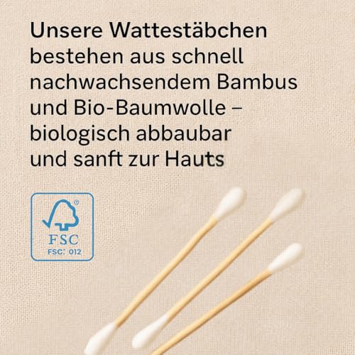 HYDROPHIL Wattestäbchen aus Bambus & Bio-Baumwolle – 1000 Stück – plastikfrei, biologisch abbaubar, nachhaltig & vegan – Bambus Wattestäbchen für Ohren, Make-up & Hygiene