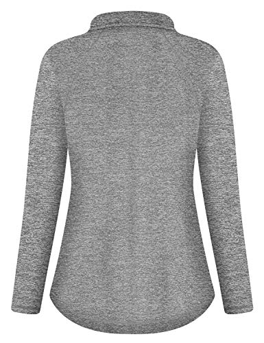 Luranee Activewear for Women, Plus Size Long Sleeve Dry Fit Athletic Tops Relaxed 1/4 Zip Pilates Running Cycling Jogging Pullover Gym Hiking Jacket Outfits Tops for Leggings Grey XL - Thumbnail 3