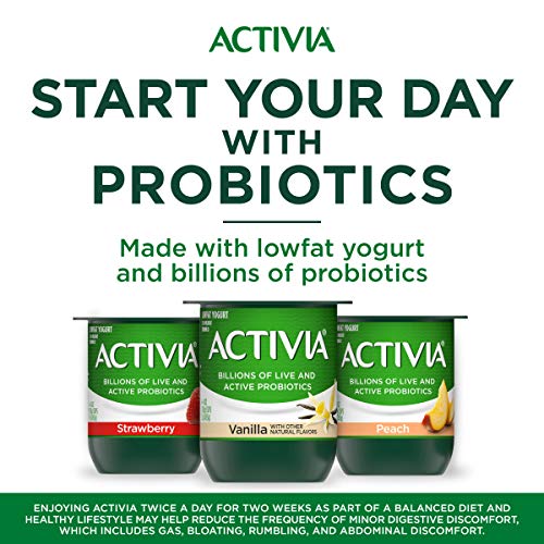 Activia Probiotic Lowfat Yogurt, Variety Pack, Peach & Strawberry, Non-Gmo Project Verified, 4 Oz, Pack Of 12 #TOP2