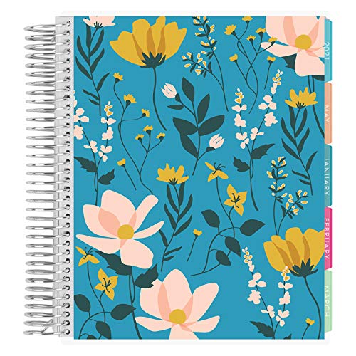 Erin Condren 12 - Month 2021 Coiled Life Planner (January - December 2021) - Wild Flowers Cover, Horizontal Weekly Layout, Flower Power Interior Design, Daily Agenda