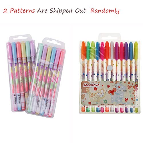 12 Assorted Glitter Pen Set Rainbow Colored Gel Ink Pen 0.8Mm Rollerball Point Pen For Diy Photo Album, Black Paper,Gift Card,Writing, Drawing,Coloring,Marking, 6 In 1 Ombre Ink, Smooth And Anti Skip #TOP2