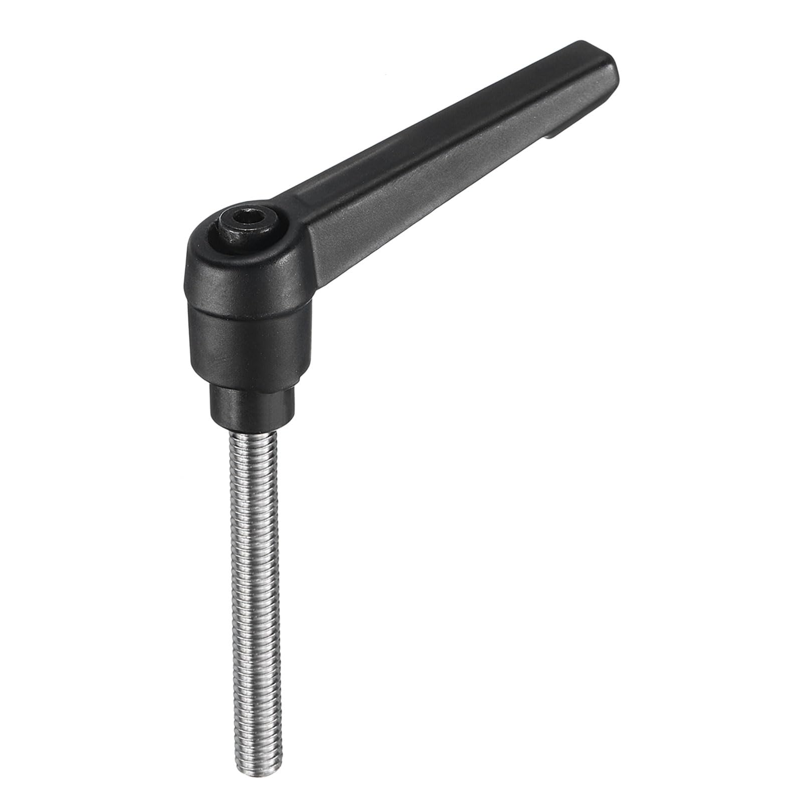 uxcell Adjustable Clamping Lever Handle M6 x 50mm Metric 304 Stainless Steel Male Threaded Stud Hand Knobs Push Button Ratchet Rotating Screw Handles Bolts with Locking Lever Black