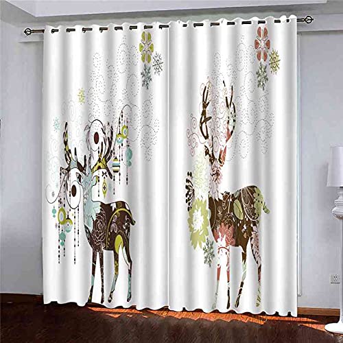 Rideaux occultants enfant élan floral 140x160 cm en polyester