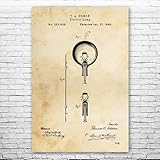 Thomas Edison Electric Lamp Poster Print, Edison Wall Art, Classroom Decor, Electrician Gift, Light Bulb Wall Art Vintage Paper (5 inch x 7 inch)