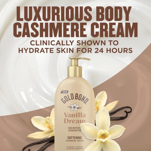 Gold Bond Softening Cashmere Cream Body Lotion, Vanilla Dream Scent, 24-Hour Hydration with Shea Butter and Cocoa Butter, 14 oz. - image 2