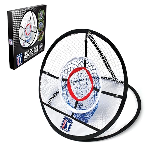 PGA TOUR Perfect Touch Chipping Net - 3 Ring Net for Wedge Practice Ideal for Garden Perfect Golf Gifts for Enthusiasts 50.8 cm Black