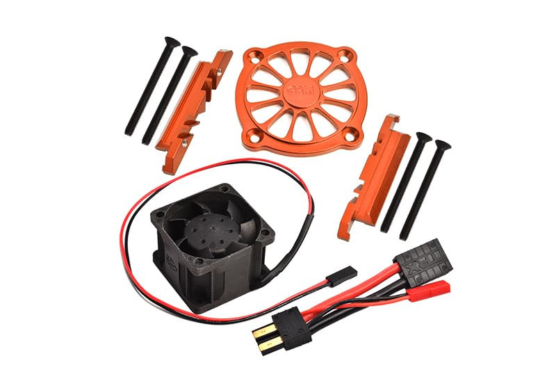 GPM for Traxxas 1/10 Maxx 4WD Monster Truck Upgrade Parts Aluminum Motor Heatsink with Cooling Fan - 1 Set Orange