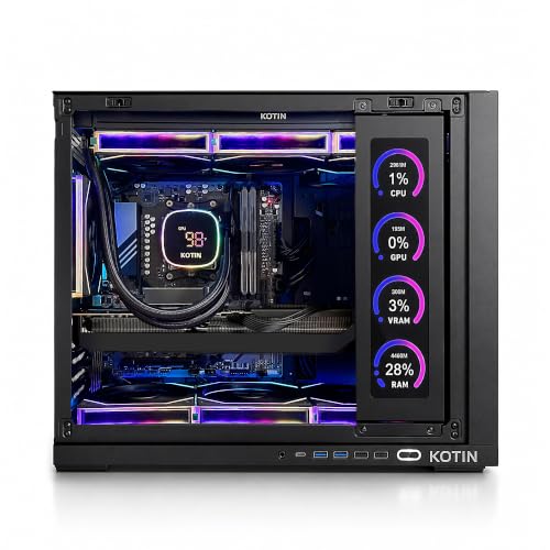 Image of KOTIN Prebuilt Gaming PC RTX 5070 12GB, Ryzen 7 9700X, 32GB DDR5, 1TB SSD | 11.3in Secondary Display, 850W 80+ Gold PSU, 360mm Liquid Cooler, WiFi 7, 1440p 4K ARGB Windows 11 Gaming Desktop Computer