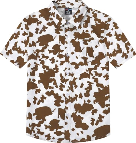 MOMBEBE COSLAND Camisa Hawaiana para Niños, Estampado de Vaqueros, 11-12 Años(Large)