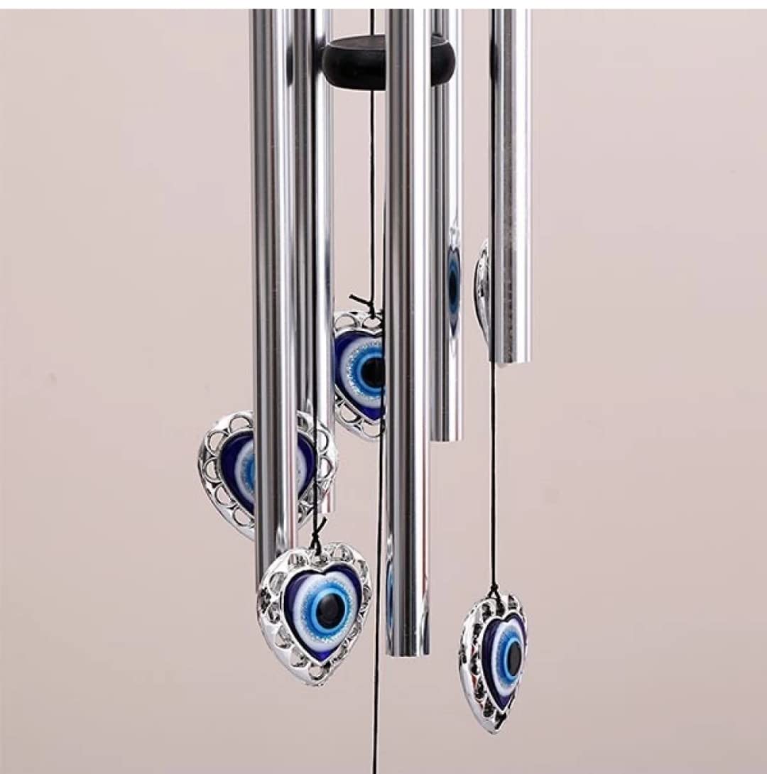 Windspiel mit bösem Blick, schützt vor nagetiver Energie, Windspiel mit gutem Klang für Balkon und Raumdekoration, guter Klang und Aluminium-Windspiel (61 cm, mehrfarbig)