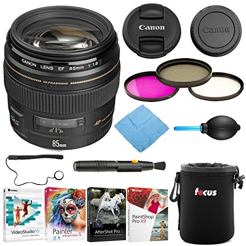 Image of Canon EF 85mm f /1.8 USM Medium Telephoto Autofocus Lens w /Software Suite & Accessory Bundle