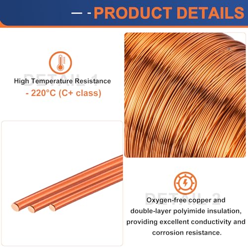 Alambre esmaltado de 24 AWG y 500g con recubrimiento de poliimida de alta temperatura para motores 3