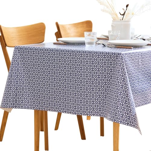 KP HOME Toile Cirée Rectangulaire 200x140cm, Nappe Plastique en PVC Essuyable, Facile à Nettoyer, Imperméable de Cuisine, Jardin en Vinyle Nappe, Bleu...