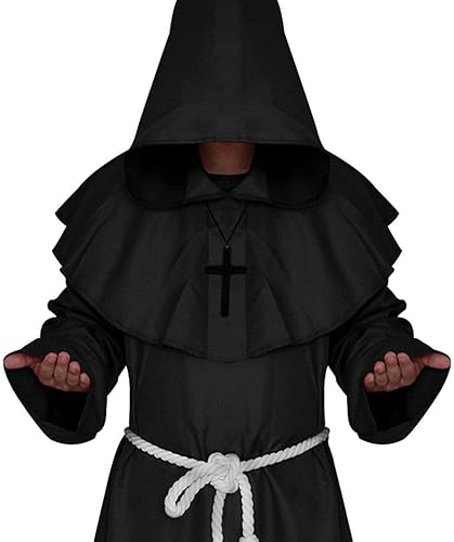 Miniatura 2 de Disfraz de monje renacentista medieval con capucha tipo Fraile, disfraz de cosplay.