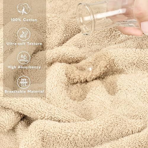 American Soft Linen 35x70 Jumbo Large Bath Towel, 600 GSM 100% Cotton Turkish Bath Sheet, Oversized Luxury Bath Towel for Bathroom Beach and Pool, Beige - Thumbnail 4
