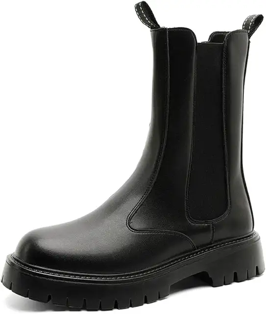 Bottines Chelsea homme à semelles épaisses, style britannique avec fermeture éclair
