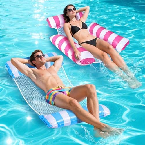 Risingor Luftmatratze Pool, 2 Stück Luftmatratze Wasser Hängematte, Pool Spielzeug 4 In 1 Aufblasbare Wasserspielzeug Po...