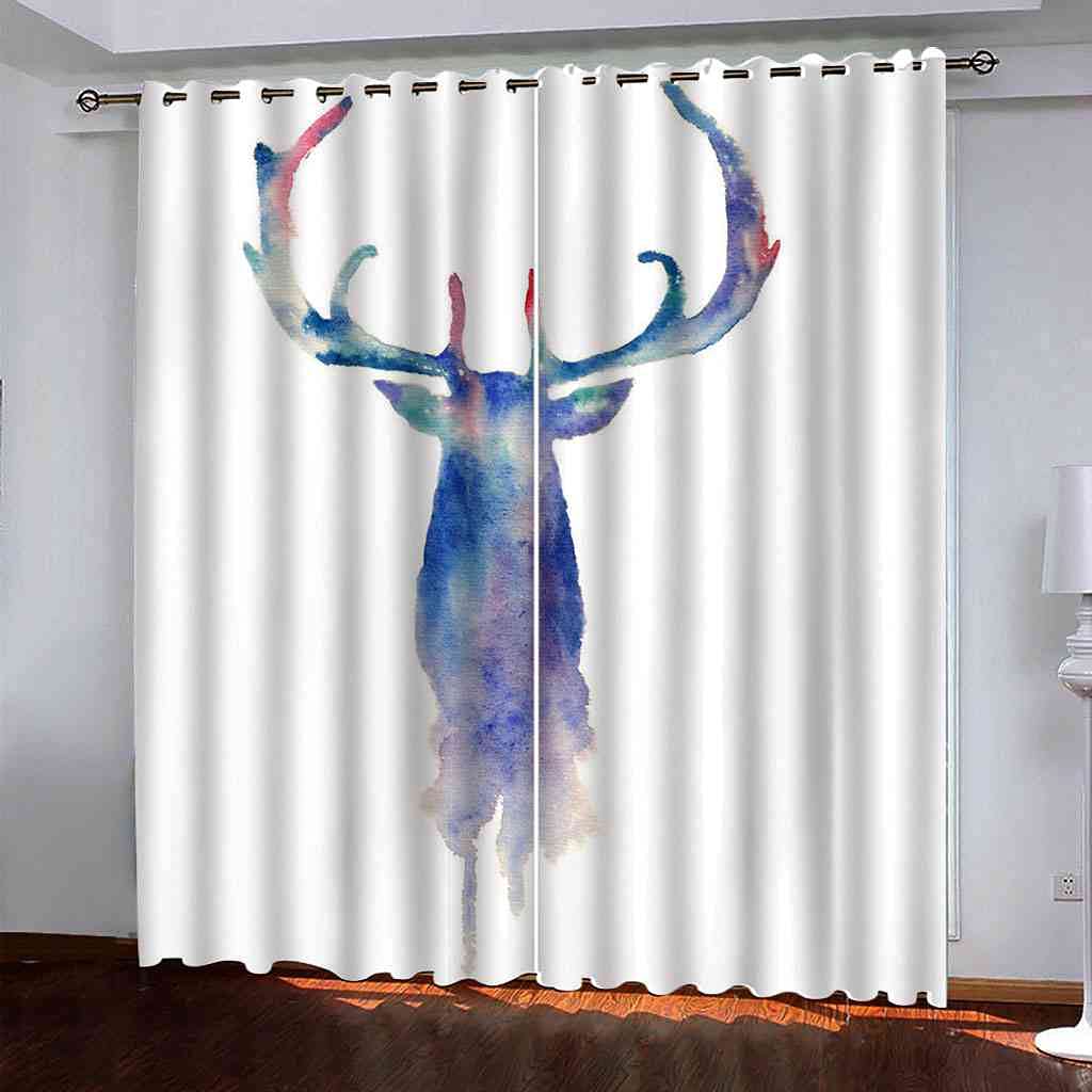 Rideaux pour enfant chambre et salon style abstrait motif wapiti 140x160cm