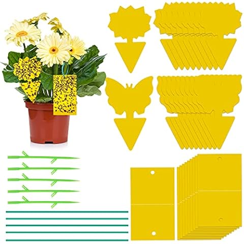40er-Pack Insekten-Mücken-Fallen, Fliegenfallen, Klebrige Fliegenfallen, Selbstklebende Fallen für Garten, Obstbäume, Pflanzen (Gelb-2) Cover