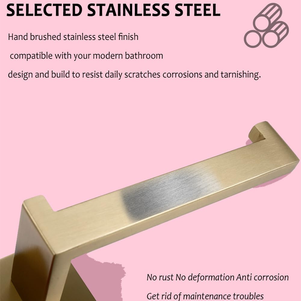 Juego de Accesorios de baño de Oro Cepillado, Soporte para Rollo de Papel higiénico para Montaje en Pared, toallero, Colgador de Bata, Kit de Accesorios de Acero Inoxidable, Placa de Soporte de p