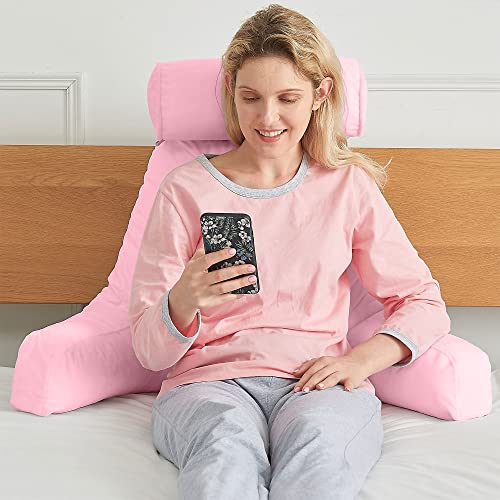 Cheer Collection Tv And Reading Backrest Pillow With Detachable Neck Bolster Pillow And Washable Cover (Pink) #TOP4