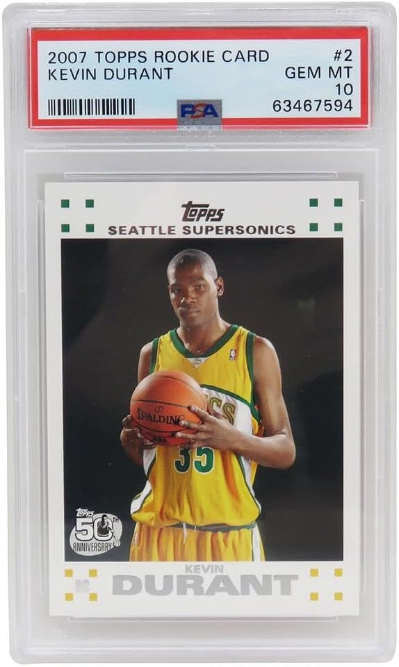 Kevin Durant (Seattle Supersonics) 2007 Topps Basketball #2 RC Rookie Card - PSA 10 GEM MINT (New Label) - Basketball Slabbed Rookie Cards