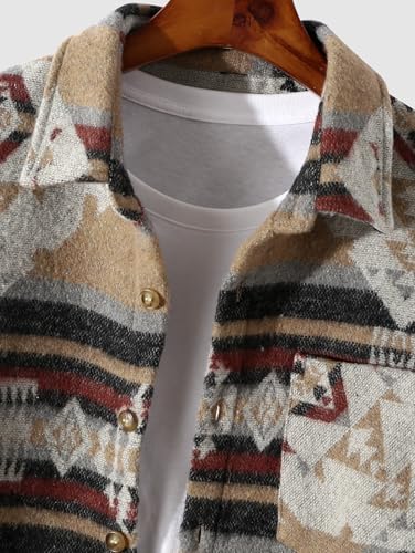 Image of ZAFUL Unisex Plaid Flannel Shirt Jacket Button Down Long Sleeve Pocket Coat Outwear | Mens Fall Clothes Lightweight Long Sleeve Button Down Flap Pocket Jacket Tops for Fall&Winter 2026