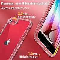 OWKEY Hülle für iPhone SE 2020/iPhone SE 2022 (iPhone SE 2/3), iPhone 8/iPhone 7 Hülle mit [1 * 9H Schutzglas] Schutzhülle, Silikon Matte Dünne Case Handyhülle für iPhone 8/7 (Klar) – Ansicht 4