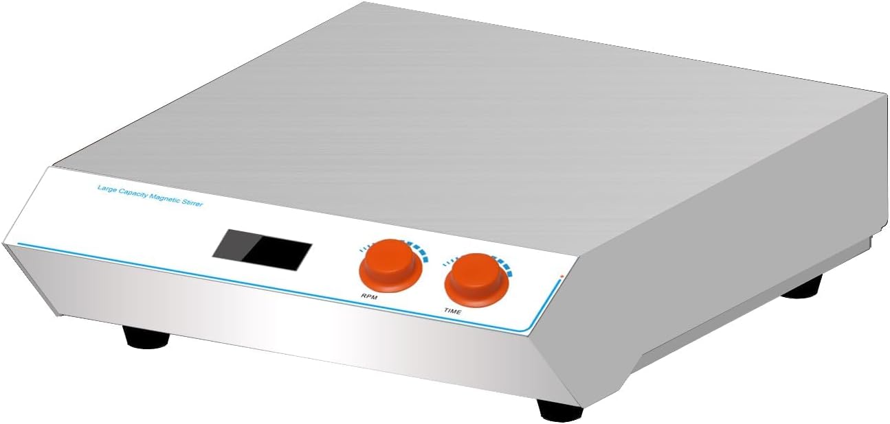 40L Magnetic Stirrer Lab Stirrer Magnetic Stir Plate with Speed 100 to 1600rpm Motor Power 40W Brushless Motor 110/220V Adjust Mode Knob LCD Display