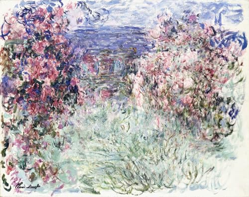 Tableau Monet parmi les roses impression sur toile 60x90cm pour déco chambre