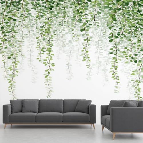 Fresque murale feuilles eucalyptus pour créer un salon romantique