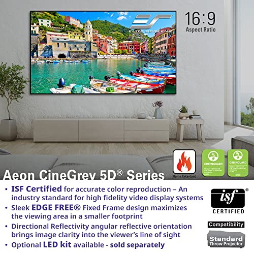 Image of Elite Screens Aeon CineGrey 5D, 150-Inch Diagonal 16:9, Edge-Free Fixed Frame Projector Screen - Ceiling and Ambient Light Rejecting (CLR /ALR) for Home Theater and Movies, AR150DHD5