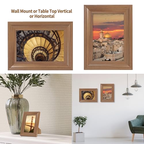 Image of iRahmen 4x6 Picture Frame Set of 4, Rustic Retro Photo Frame with Real Glass, Wood Farmhouse Style 4 x 6 Frames for Wall Mount and Tabletop Display