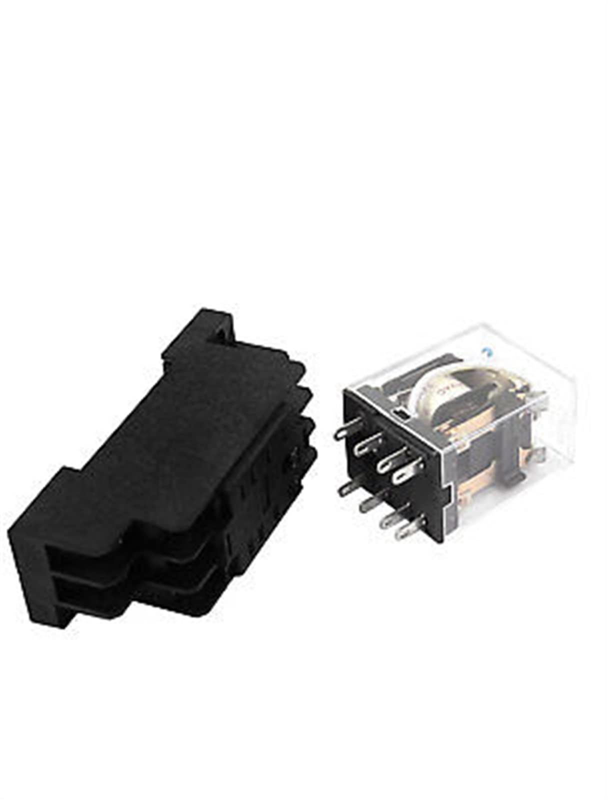 Relais de puissance 24V CA DPDT à 8 broches avec voyant rouge et socle inclus - Lot de 5