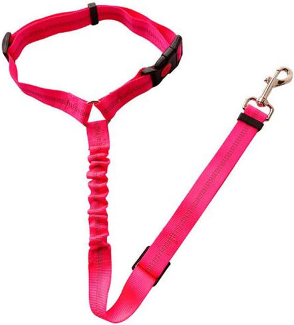 Dog Seat Belt Adjustable Puppy Pet Car Rope Safety Seatbelt Reflective Elastic Bungee Vehicle Chest Blet Harness(Rose)