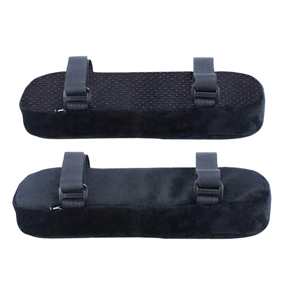 2pcs Chair Armrest Pads Foam Memory Elbow Pillows Support Cover Cushion Universal for Wheelchair Gaming Chair Office Forearm Pressure Black Arm Rest Pillow