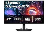 Samsung 27” Odyssey OLED G5 (G50SF) QHD & QD-OLED Gaming Monitor, 180Hz Refresh Rate, 0.03ms (GtG) Response Time, NVIDIA G-Sync Compatible, AMD FreeSync™, LS27FG500SNXZA