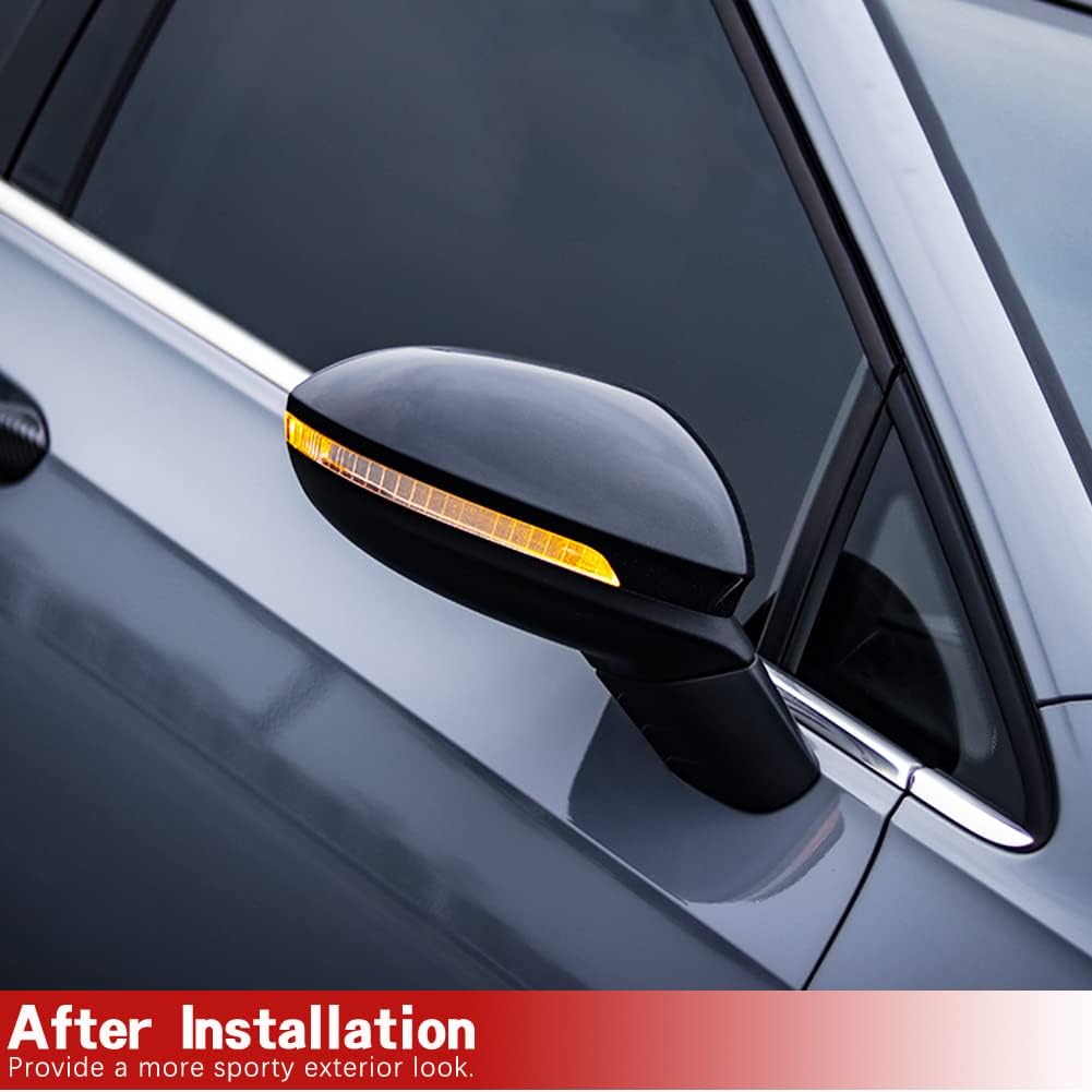 Golf 8 Mirror Caps for Volkswagen Golf 8R/GTI/R-Line 2021 Replacement Style Rear View Mirror Cover Caps(with Side Assit) (Gloss Black)