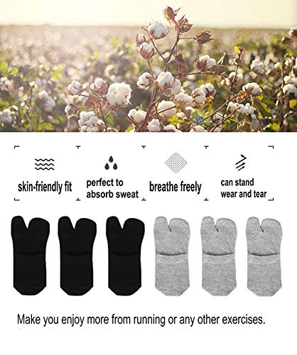 Image of Women's Solid 2 Toe Flip Flop Tabi Socks Geta Ankle Cotton 5 /6 Pairs