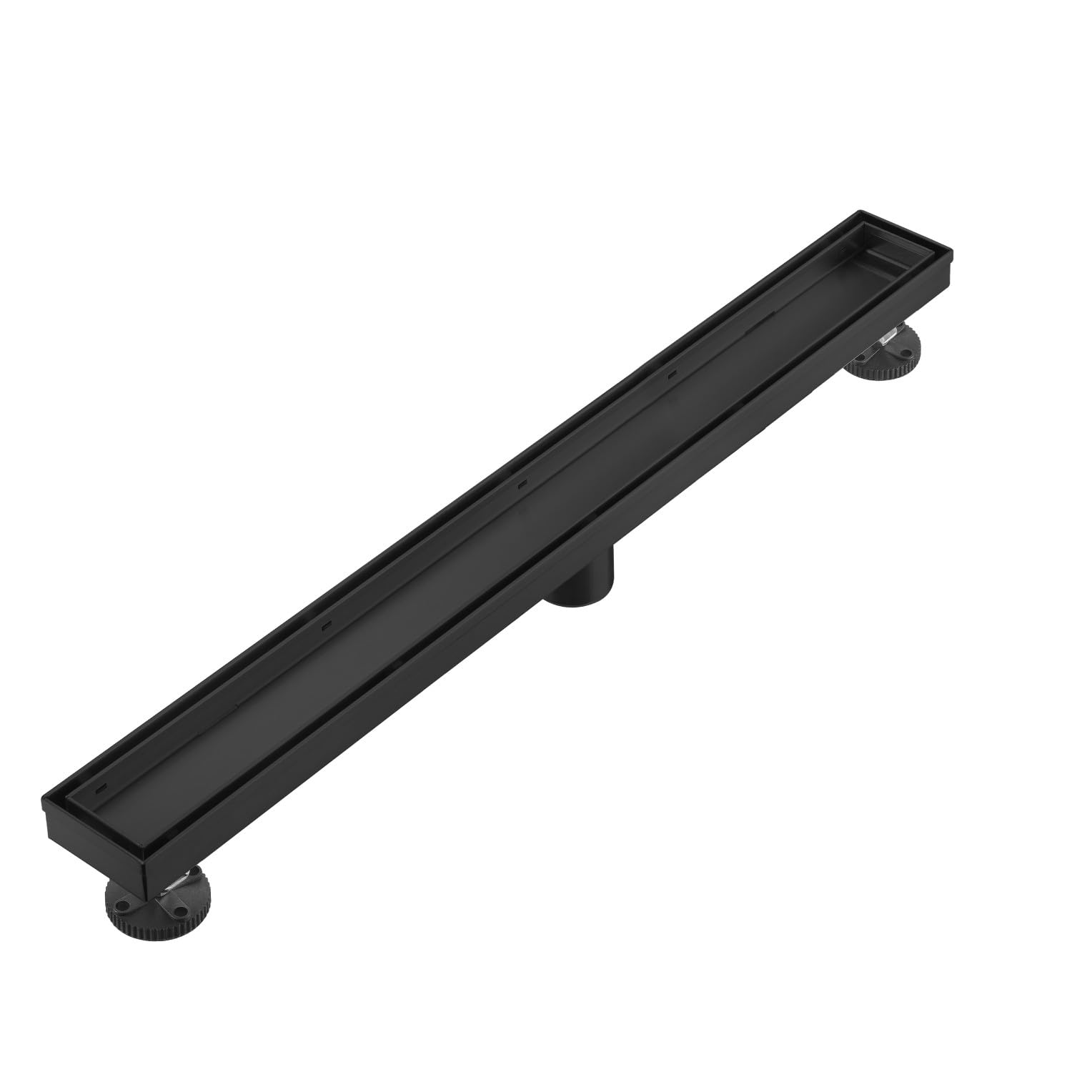 AVSIILE Linear Shower Floor Drain, Black 28 Inch 304 Stainless Steel Bathroom Drains Kit, Rectangular Shower Trench Drain with Reversable Tile-in Pattern Drain Cover & Hair Catcher