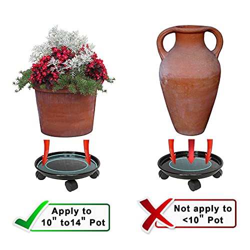 Jznova 2 Pack Of 14 Inch Plant Pallet Caddy With 5 Wheels, Round Flower Pot Mover, Indoor Rolling Planter Dolly On Wheels, Outdoor Planter Trolley Tray Coaster, Black #TOP4