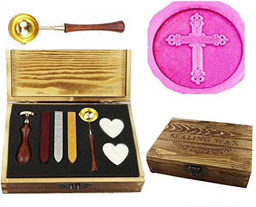 Kit croix jésus cachet cire sous forme de livre boîte cadeau pour mariage et fêtes