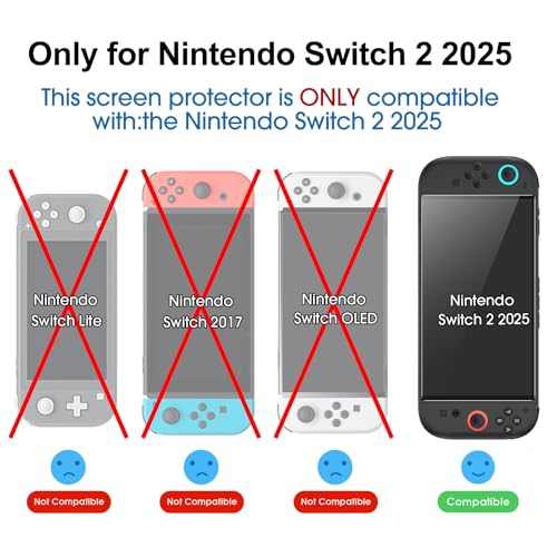 amFilm Auto-Alignment OneTouch für Nintendo Switch 2 2025, Matt Displayschutz, Gehärtetes Glas, Installation in 30 Sekunden, Blasenfrei, Blendfrei, Anti-Fingerabdruck, Mattes Finish [2 Stück]