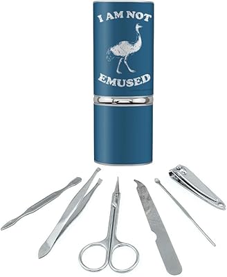 I Am Not Emused Emu Amused Funny Humor Stainless Steel Manicure Pedicure Grooming Beauty Care Travel Kit