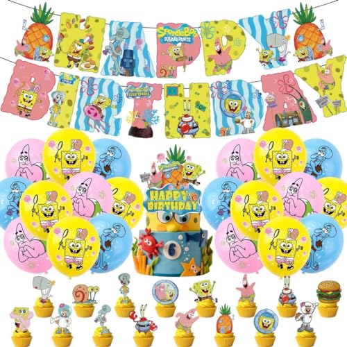 Consejos y reviews para comprar Muñeco Bob esponja los 10 mejores. 36 Set 24 Globos Látex Bob Esponja y Decoración Modelo 2